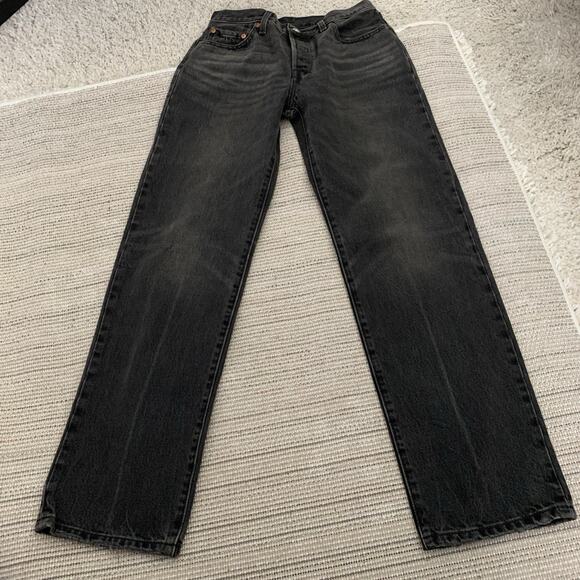 Levi’s Premium 501 90s Jeans Black Denim Button Fly Big E Size Tag 27x32 (29x32) - Picture 3 of 11